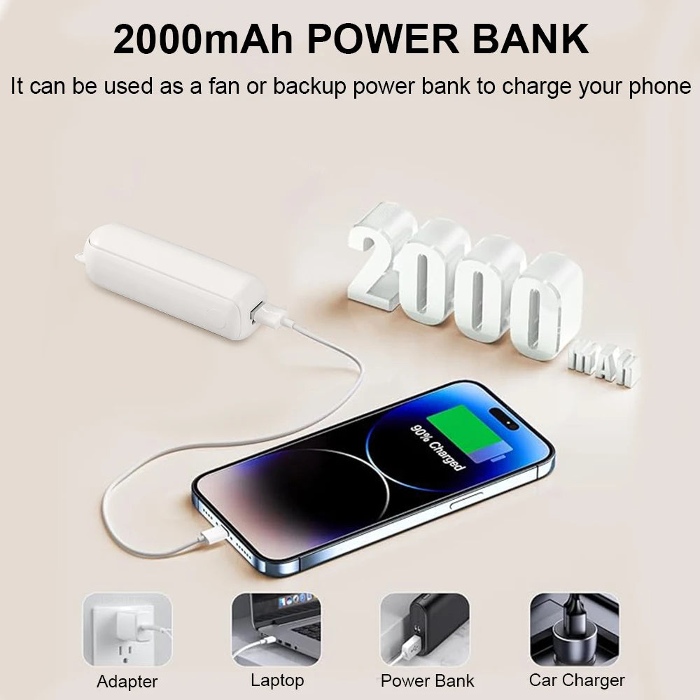 FrostFold™1.0 – PocketCool Mini Fan with Power Bank Function