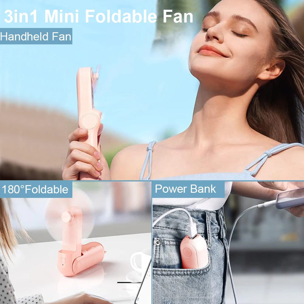 FrostFold™1.0 – PocketCool Mini Fan with Power Bank Function