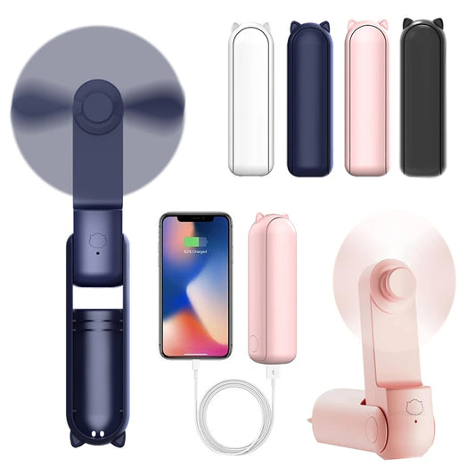 FrostFold™1.0 – PocketCool Mini Fan with Power Bank Function